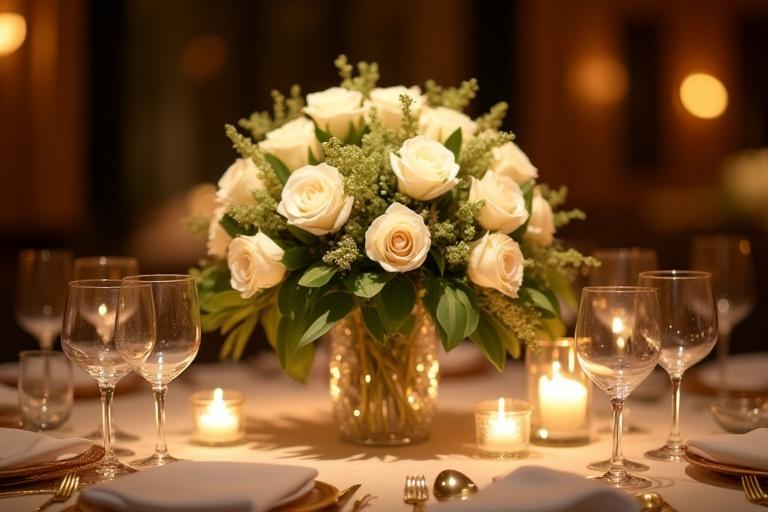 Centrotavola elegante per una cena di gala.